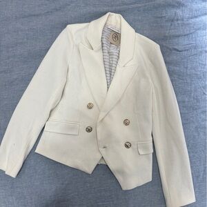 Anthropologie Bishop & Young White Double Breasted Blazer